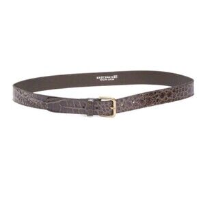 Berge Women's Genuine Leather Italy Croc Crocodile Embossed Brown Belt Size L